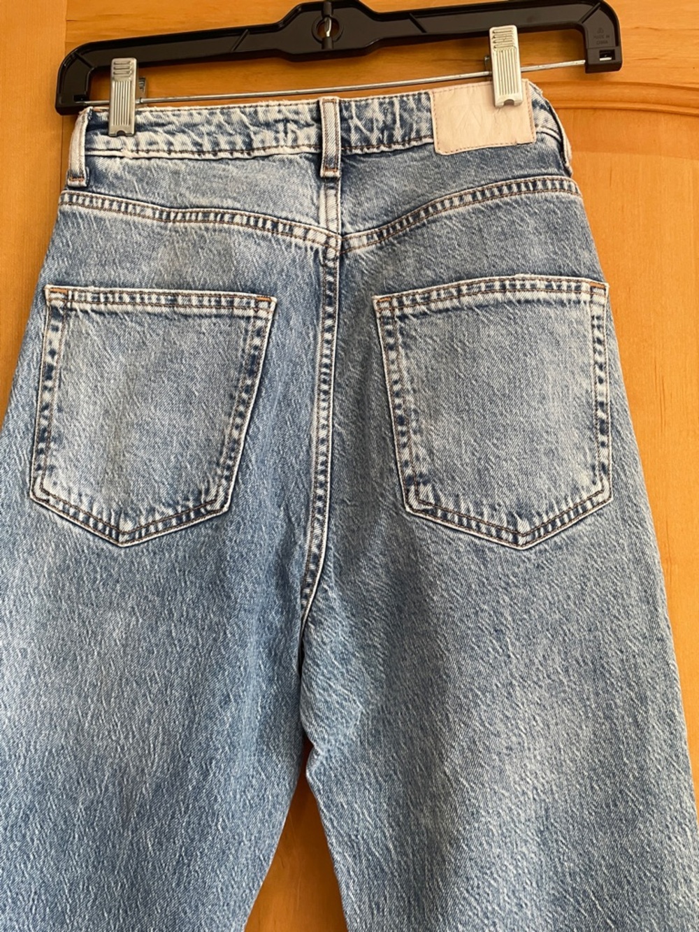 Zara Gorgeous Size 4 Blue Straight Leg Jeans Raw Hem - Picture 7 of 9